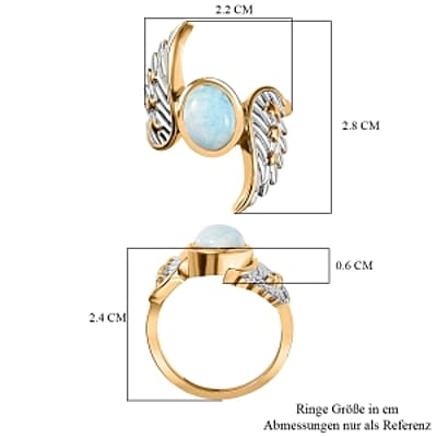Larimar and Kanchanaburi Blue Sapphire 2.28 ctw Ring in Sterling Silver (Size 9.0)
