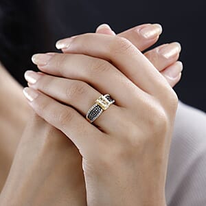 Brazilian Sunfire Beryl, Brown and White Zircon Ring in Vermeil Yellow Gold Over Sterling Silver (Size 8.0) 2.00 ctw