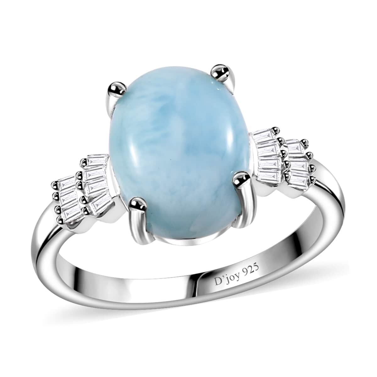 Premium Larimar, Diamond Ring in Rhodium Over Sterling Silver (Size 10.0) 3.40 ctw image number 0