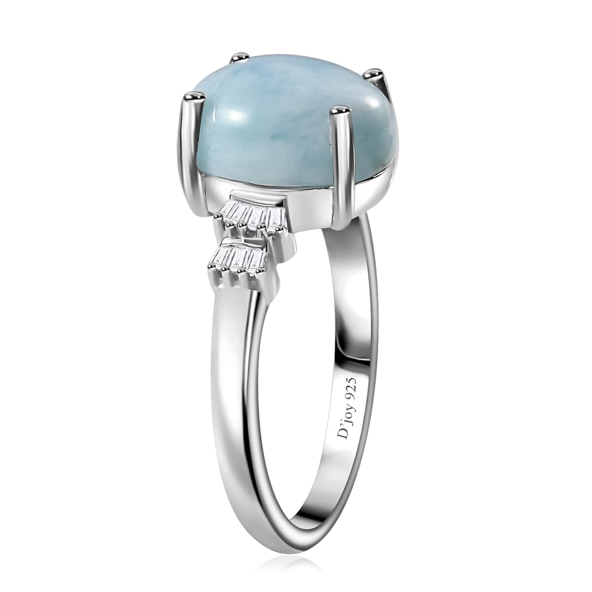 Larimar and Diamond Ring in Rhodium Over Sterling Silver (Size 10.0) 3.40 ctw image number 3