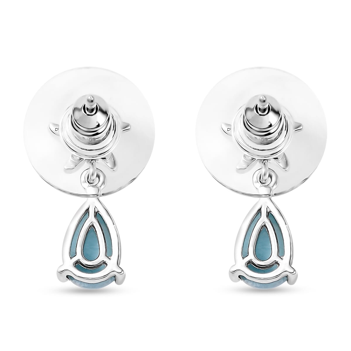 D'Joy Premium Larimar and White Zircon 2.00 ctw Starfish Earrings in Rhodium Over Sterling Silver image number 5
