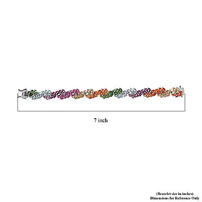 Multi Gemstone Leaf Creeper Bracelet in Platinum Over Sterling Silver (6.50 In) 16.10 ctw