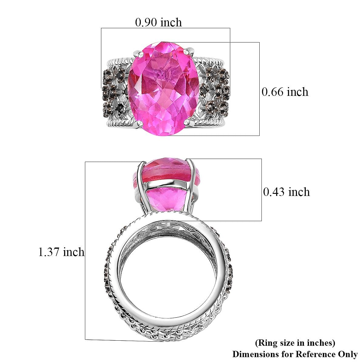 D'Joy Lilac Quartz (Triplet) and Thai Black Spinel Ring in Platinum Over Sterling Silver (Size 6.0) 10.75 ctw image number 5