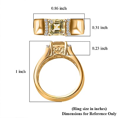 Asscher Cut Brazilian Sunfire Beryl and Moissanite Ring in Vermeil Yellow Gold Over Sterling Silver (Size 10.0) 1.00 ctw