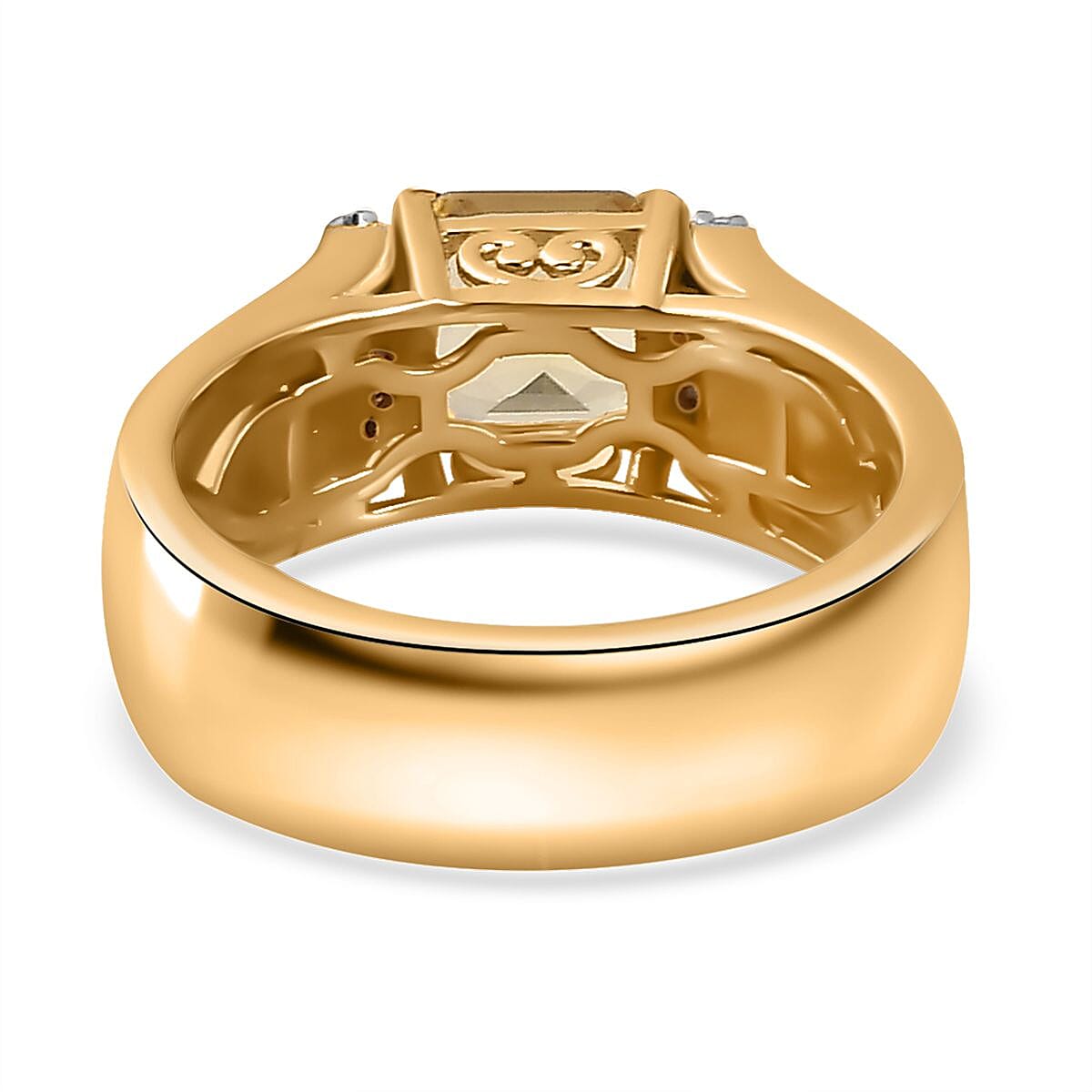 Asscher Cut Brazilian Sunfire Beryl and Moissanite Ring in Vermeil Yellow Gold Over Sterling Silver (Size 9.0) 1.00 ctw image number 4