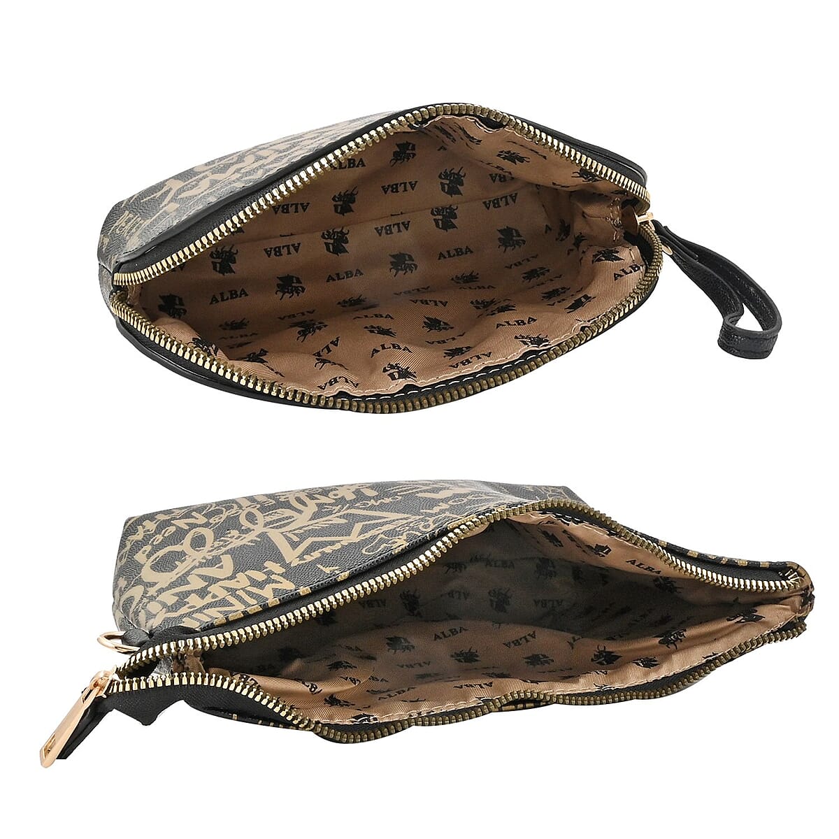 4pc Black & Gold Vegan Leather Tote Bag, Clutch, Cosmetic Bag and Coin Purse image number 8