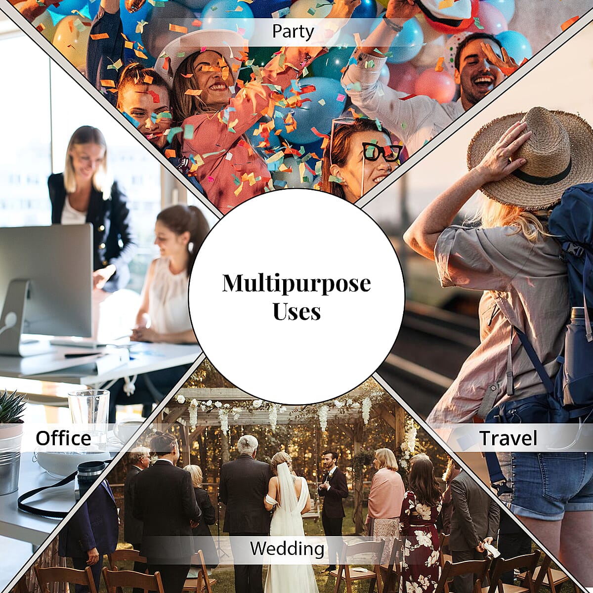 4pc Multi Color Vegan Leather Tote Bag, Clutch, Cosmetic Bag and Coin Purse image number 5