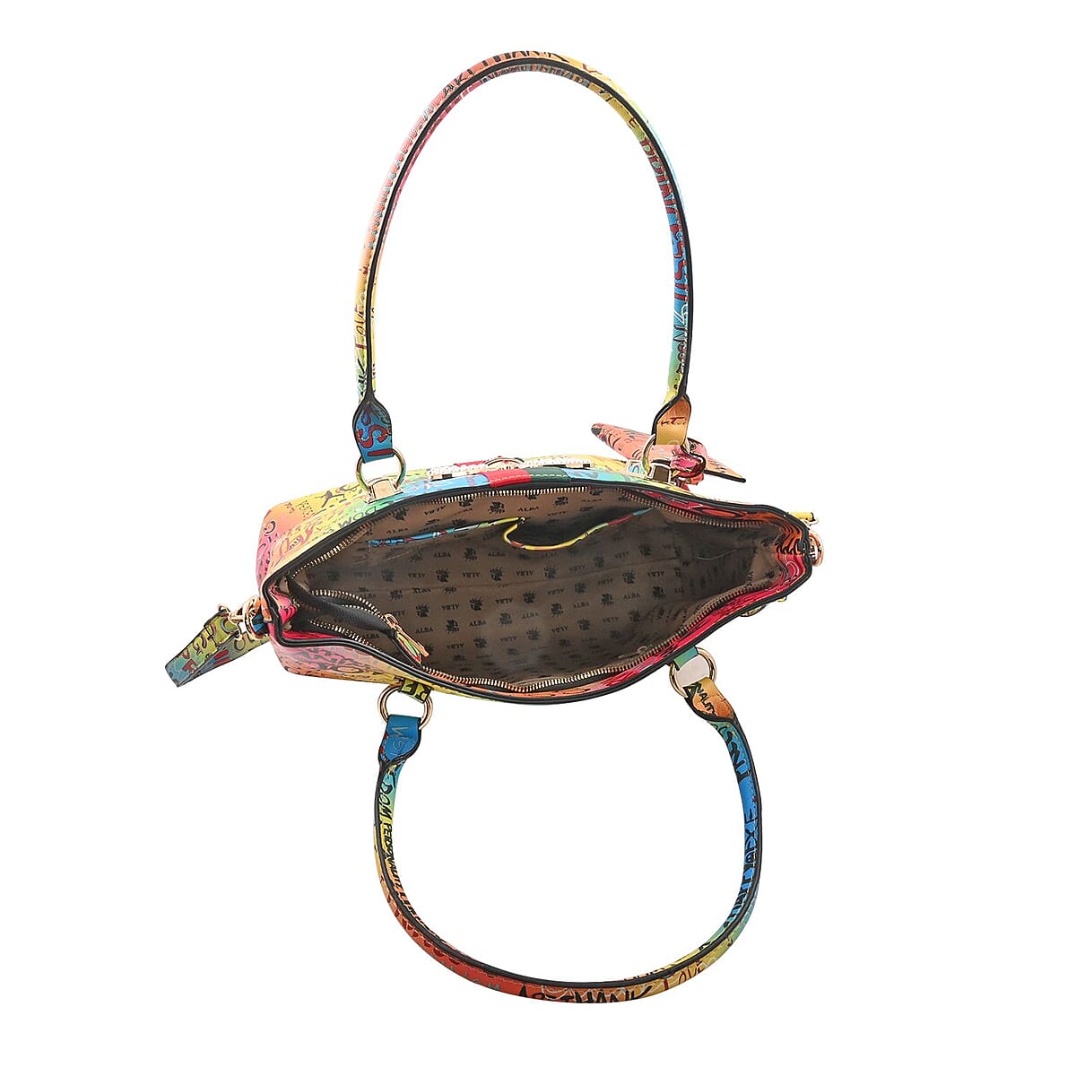 4pc Multi Color Vegan Leather Tote Bag, Clutch, Cosmetic Bag and Coin Purse image number 9