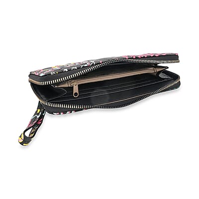 2pc Black & Multi Color Backpack with Wristlet Wallet