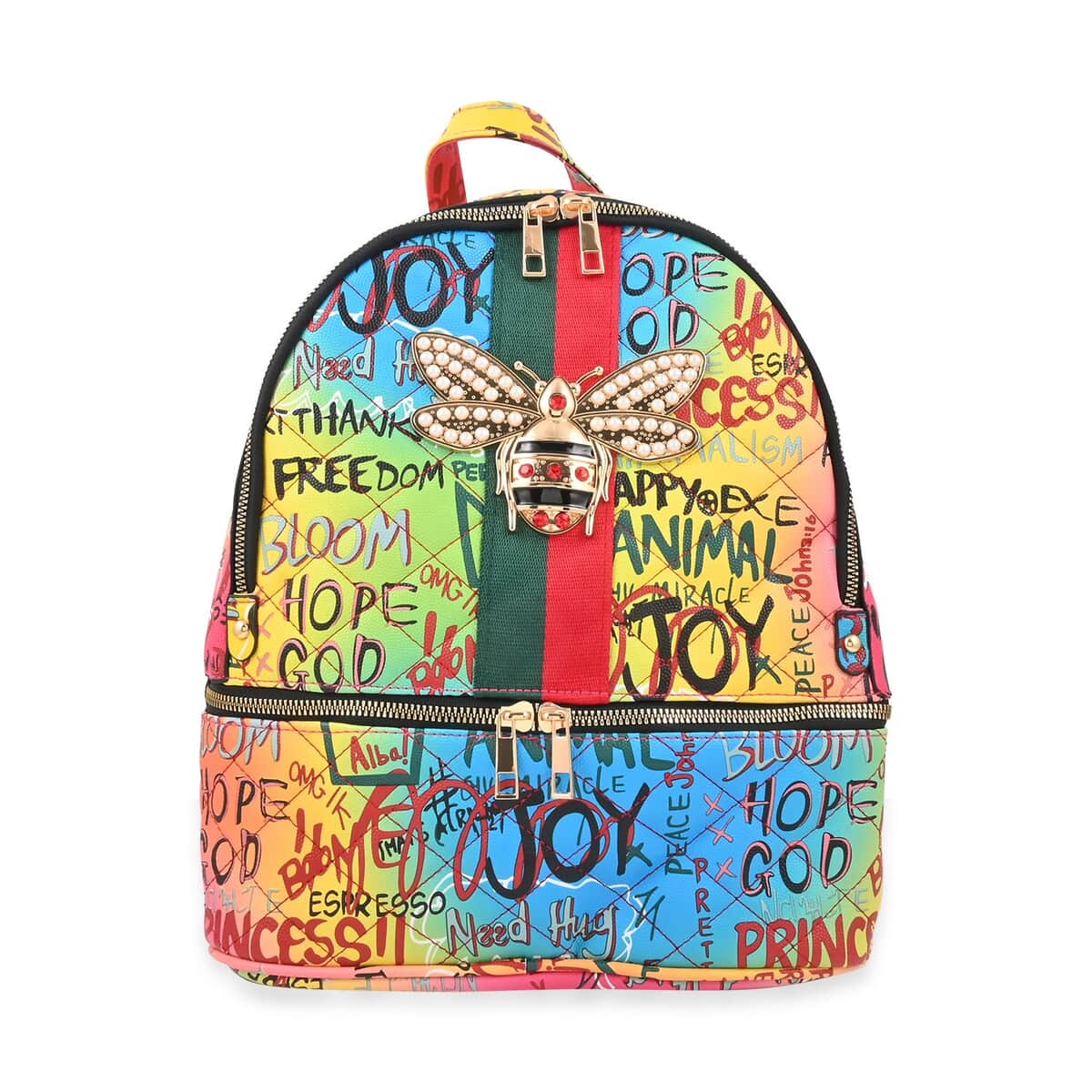 2pc Multi Color Backpack with Wristlet Wallet image number 1