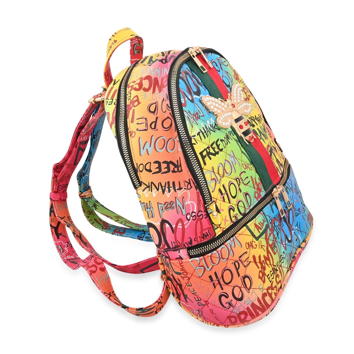 2pc Multi Color Backpack with Wristlet Wallet image number 2