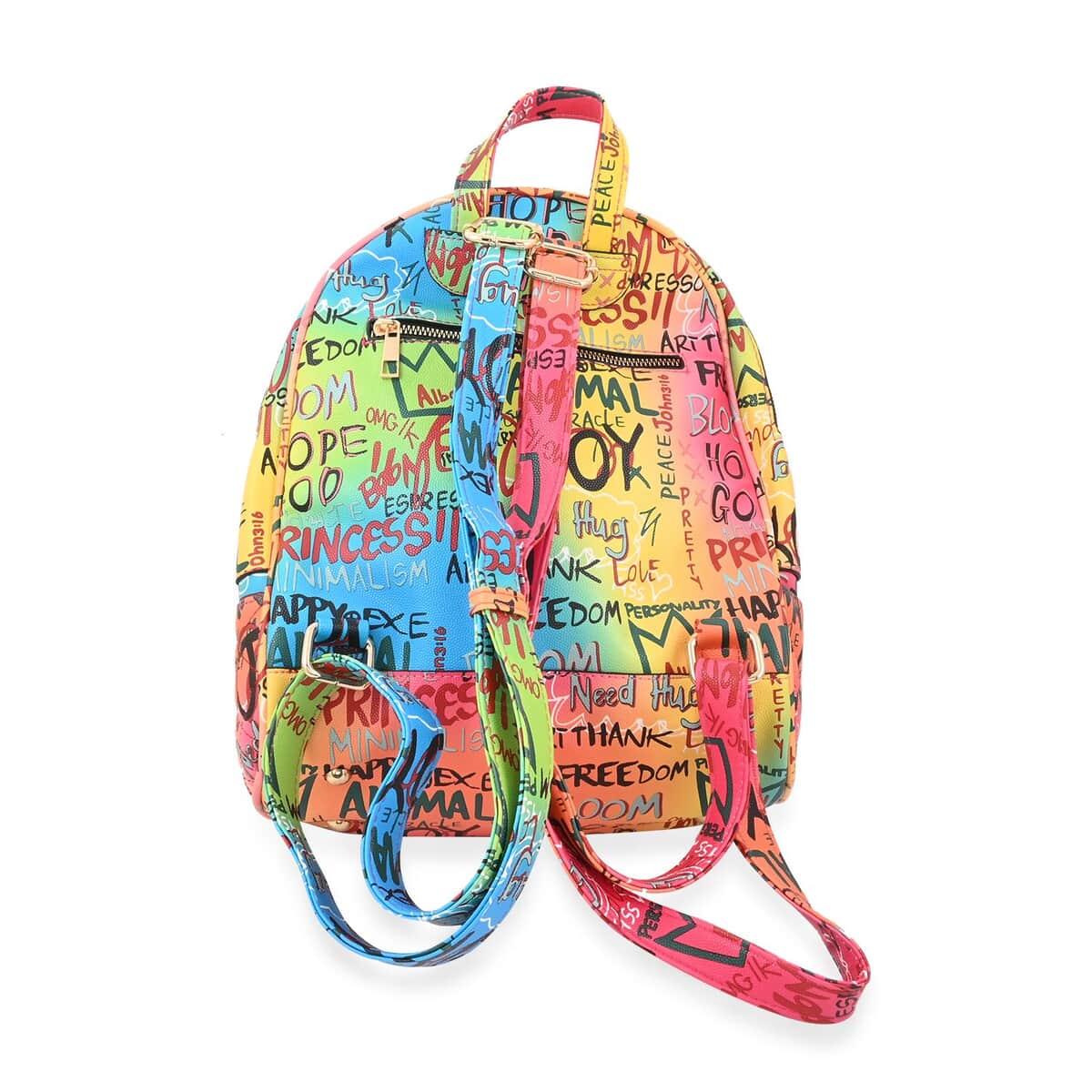 2pc Multi Color Backpack with Wristlet Wallet (8.5x10x4.5") image number 4