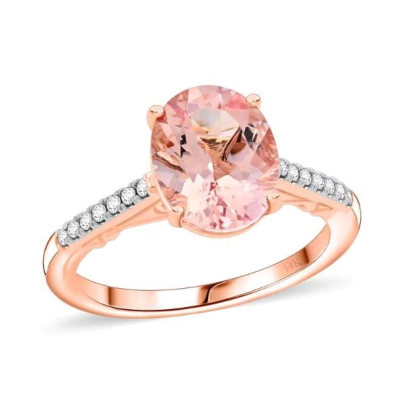 Certified & Appraised Luxoro AAA Pink Morganite and G-H I2 Diamond 2.50 ctw Ring in 14K Rose Gold (Size 7.0)