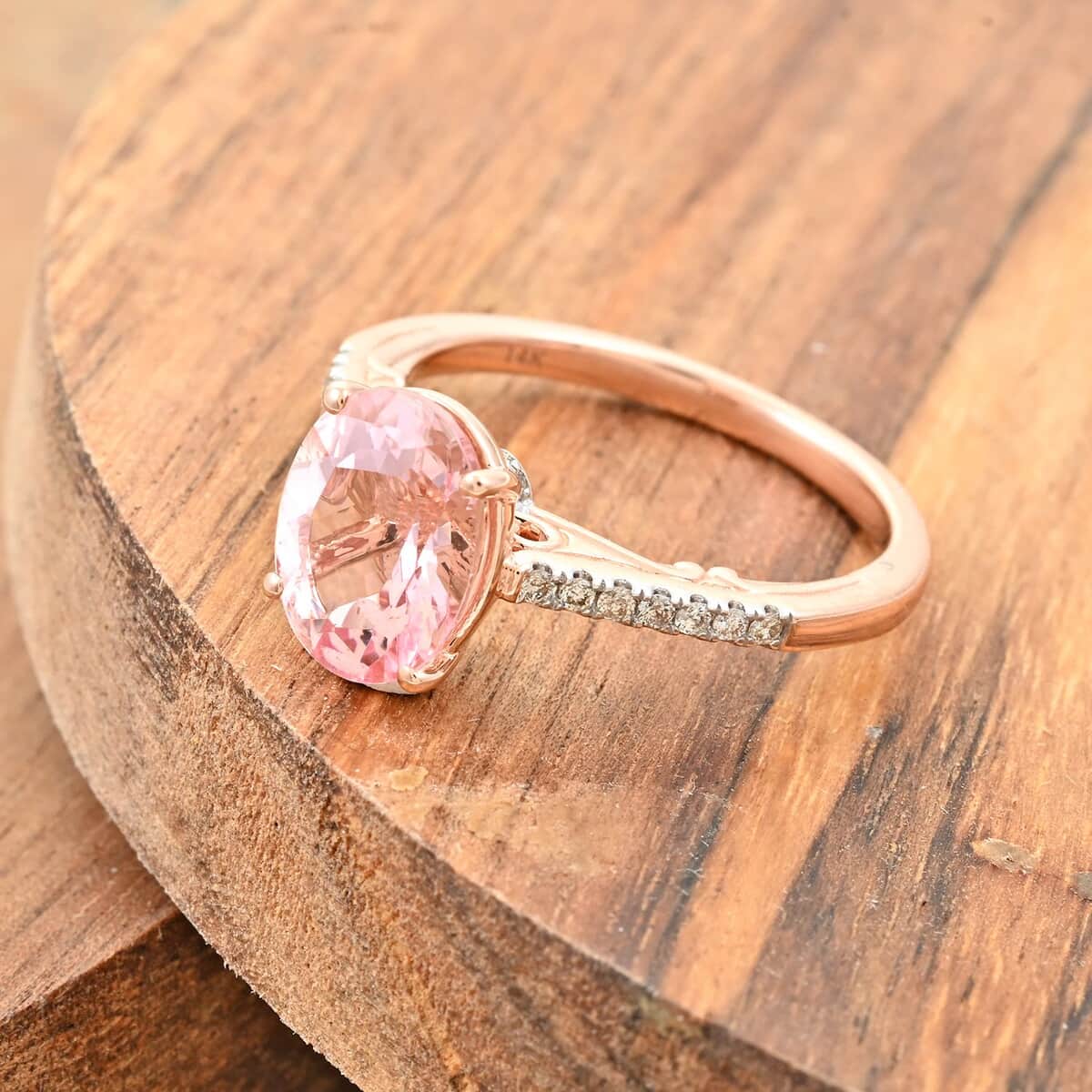 Certified & Appraised Luxoro 14K Rose Gold AAA Pink Morganite and G-H I2 Diamond Ring (Size 7.0) 2.50 ctw image number 1