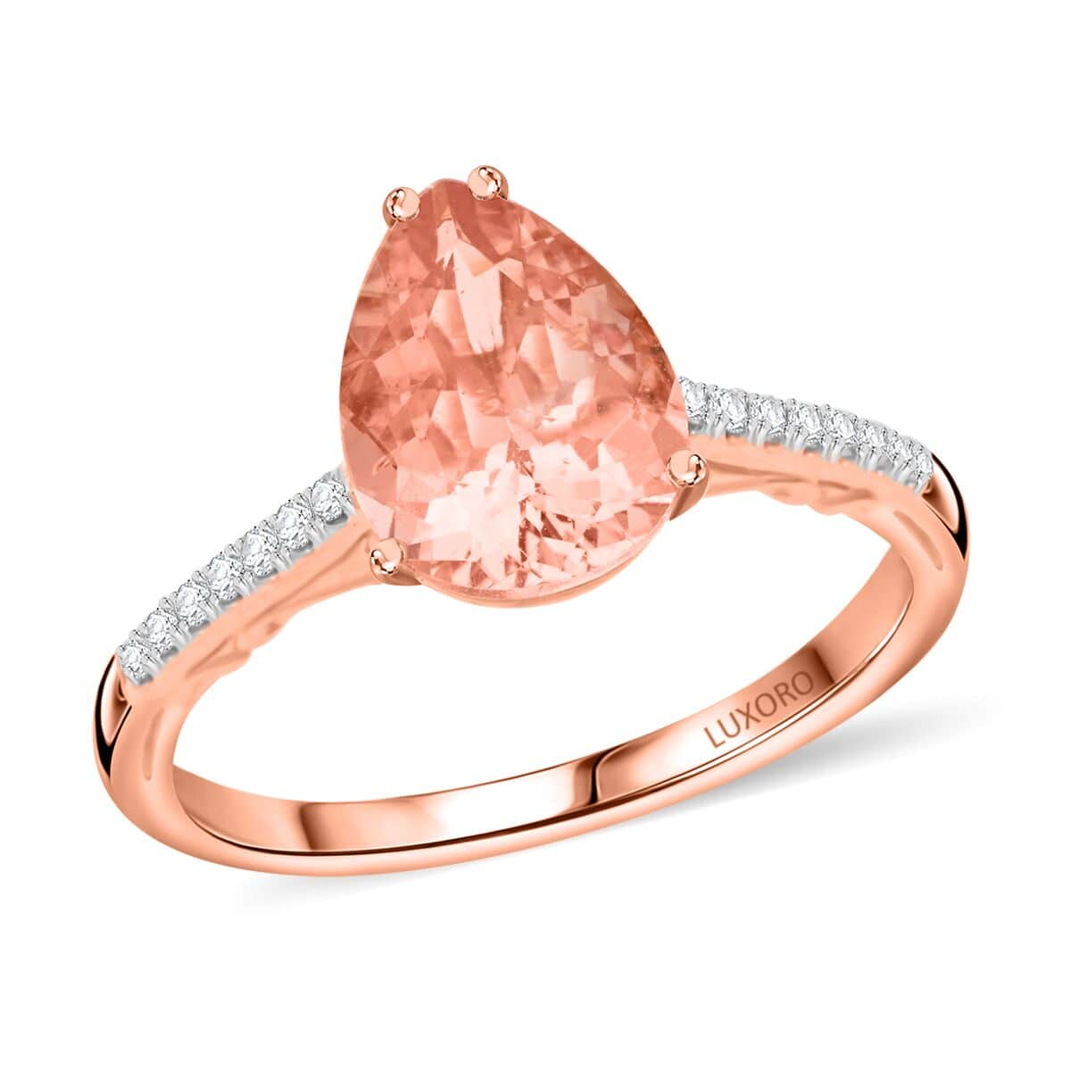 Certified & Appraised Luxoro 14K Rose Gold AAA Pink Morganite and G-H I2 Diamond Ring (Size 7.0) 2.40 ctw image number 0
