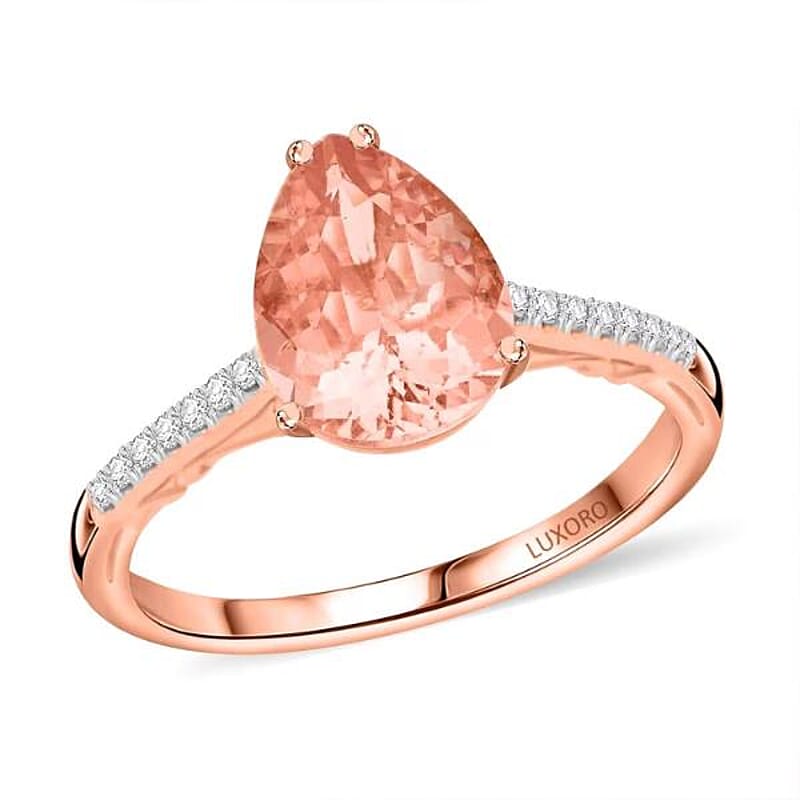 Certified & Appraised Luxoro AAA Pink Morganite and G-H I2 Diamond 2.40 ctw Ring in 14K Rose Gold (Size 7.0)