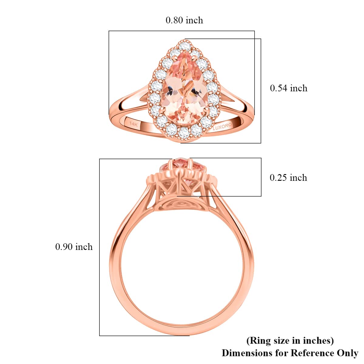 Certified & Appraised Luxoro 14K Rose Gold AAA Pink Morganite and G-H I2 Diamond Ring 1.50 ctw image number 4