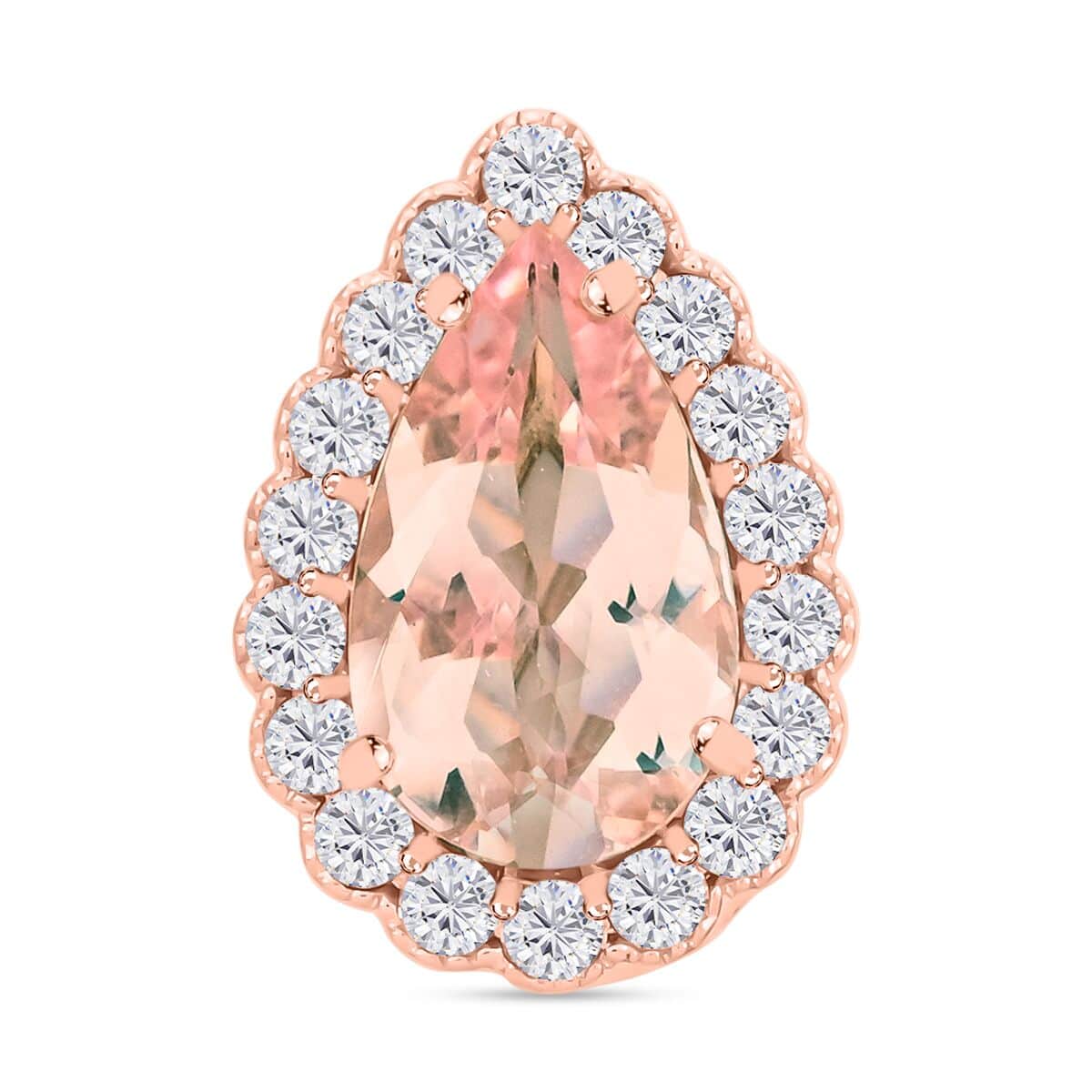 Certified & Appraised Luxoro 14K Rose Gold AAA Pink Morganite and G-H I2 Diamond Pendant 1.55 ctw image number 0