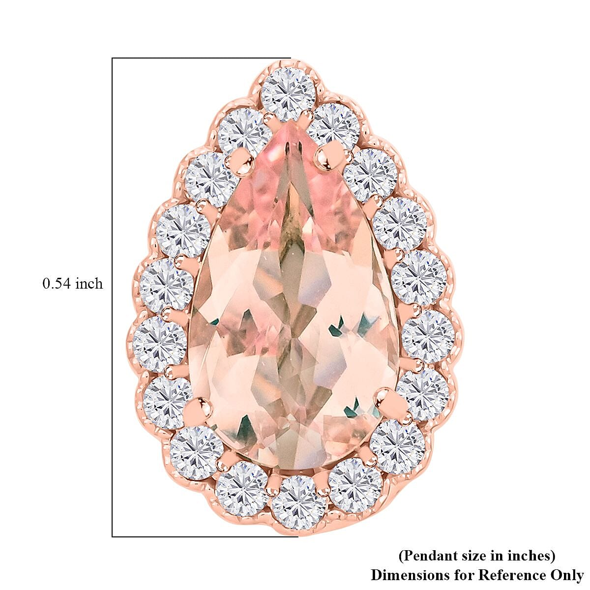 Certified & Appraised Luxoro 14K Rose Gold AAA Pink Morganite and G-H I2 Diamond Pendant without Chain 1.55 ctw