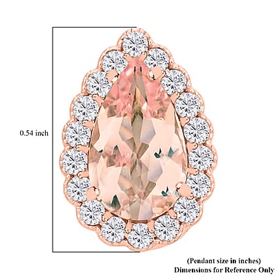 Certified & Appraised Luxoro 14K Rose Gold AAA Pink Morganite and G-H I2 Diamond Pendant without Chain 1.55 ctw