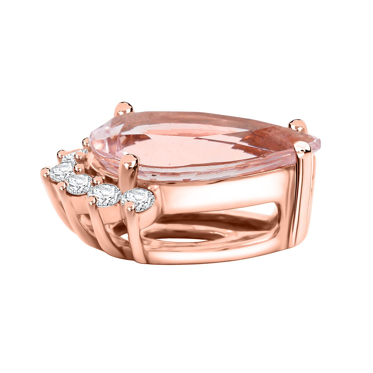 Certified & Appraised Luxoro 14K Rose Gold AAA Palmeiras Pink Morganite and G-H I2 Diamond Pendant without Chain 1.35 ctw image number 3