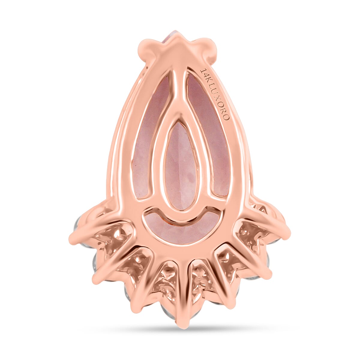 Certified & Appraised Luxoro 14K Rose Gold AAA Palmeiras Pink Morganite and G-H I2 Diamond Pendant without Chain 1.35 ctw image number 4
