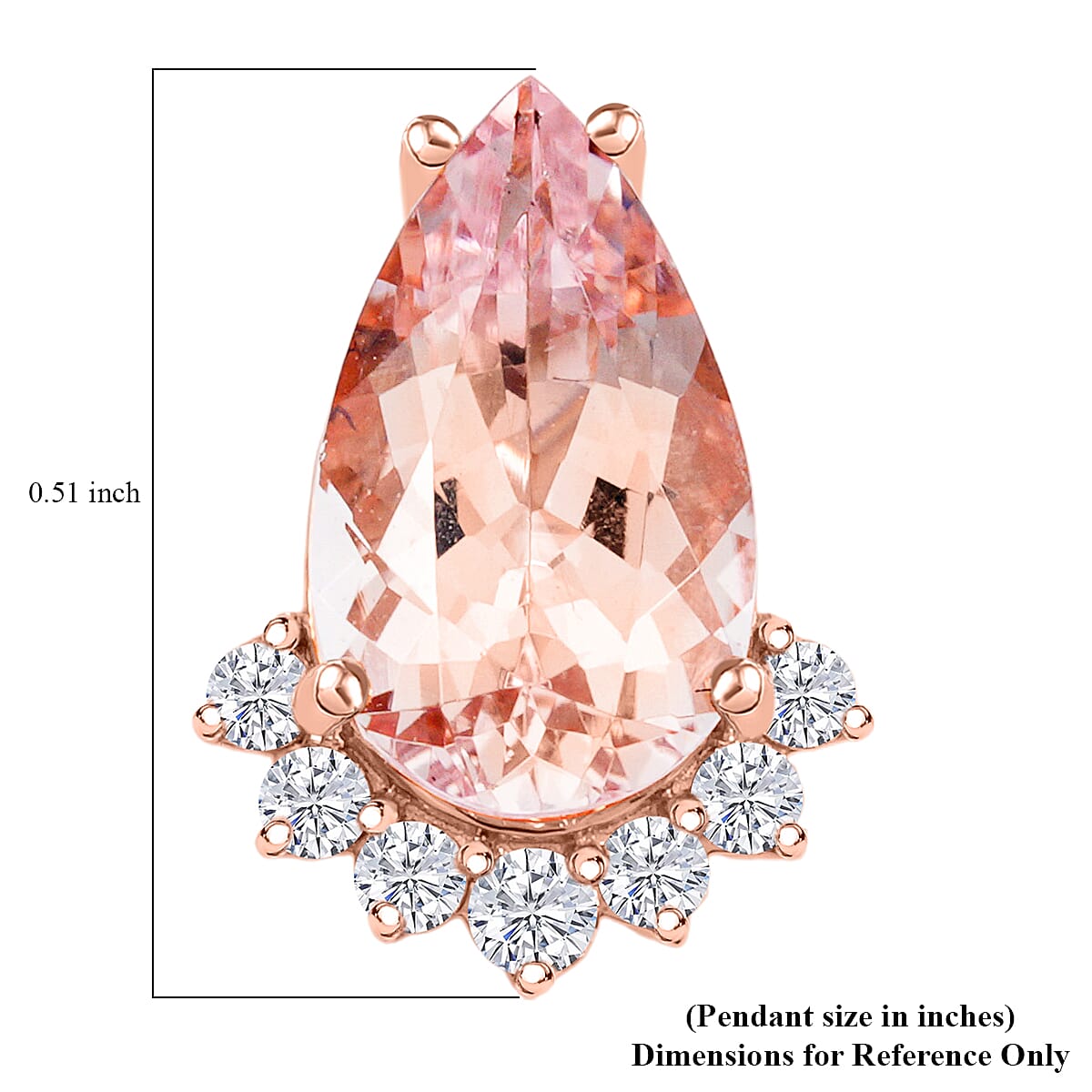 Certified & Appraised Luxoro 14K Rose Gold AAA Palmeiras Pink Morganite and G-H I2 Diamond Pendant without Chain 1.35 ctw image number 5