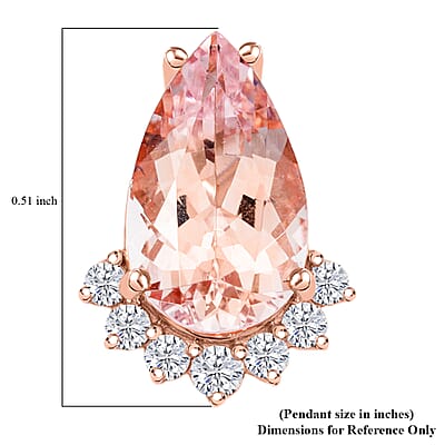 Certified and Appraised Luxoro 14K Rose Gold AAA Palmeiras Pink Morganite and G-H I2 Diamond Pendant without Chain 1.35 ctw