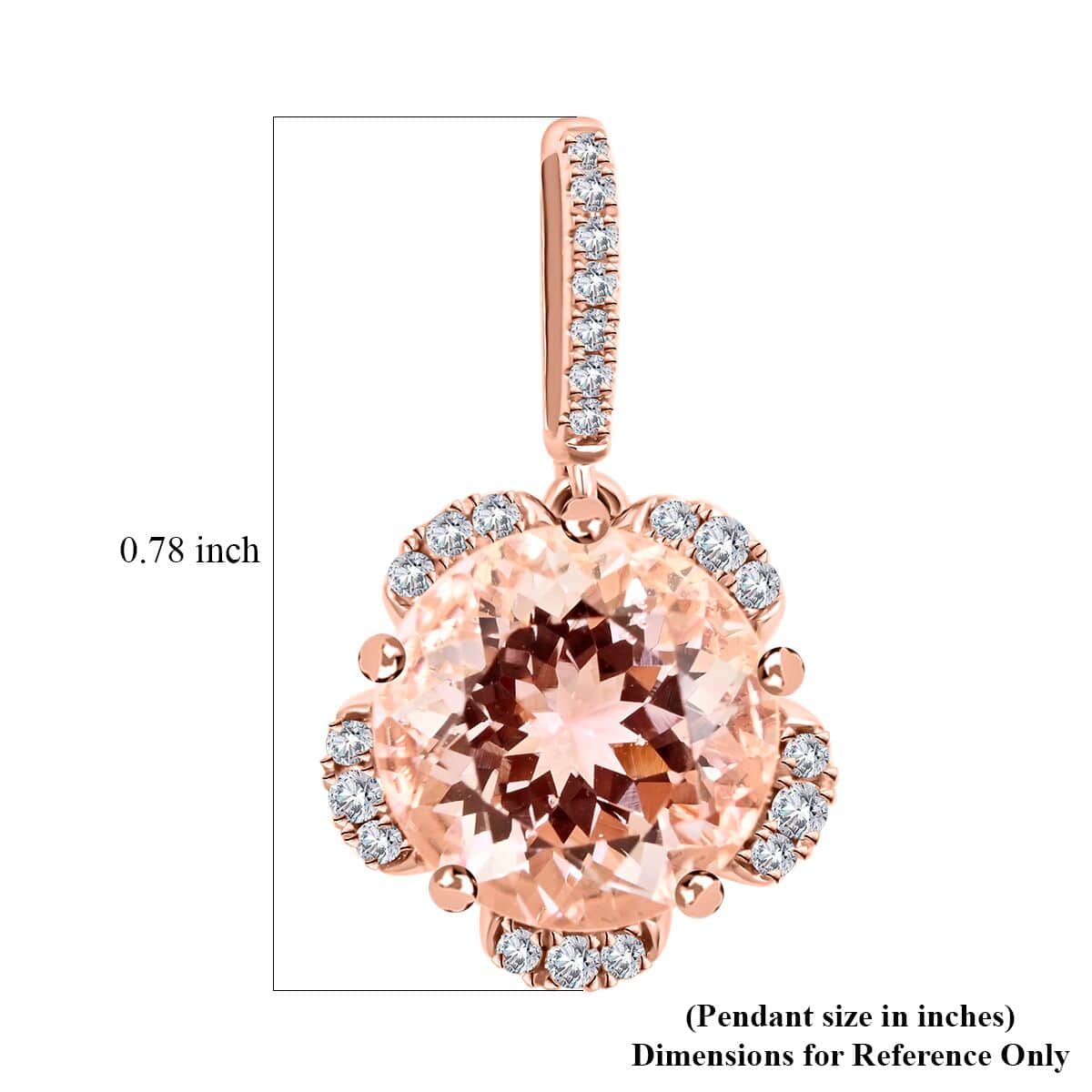 Certified & Appraised Luxoro 14K Rose Gold AAA Pink Morganite and G-H I2 Diamond Pendant 2.65 ctw image number 4