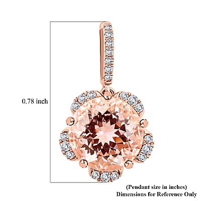 Certified & Appraised Luxoro 14K Rose Gold AAA Pink Morganite and G-H I2 Diamond Floral Pendant without Chain 2.65 ctw