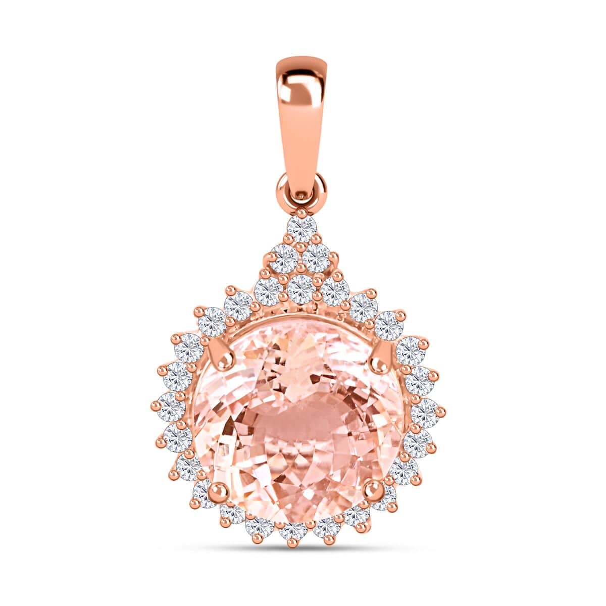 Certified & Appraised Luxoro 14K Rose Gold AAA Pink Morganite and G-H I2 Diamond Pendant 2.75 ctw image number 0