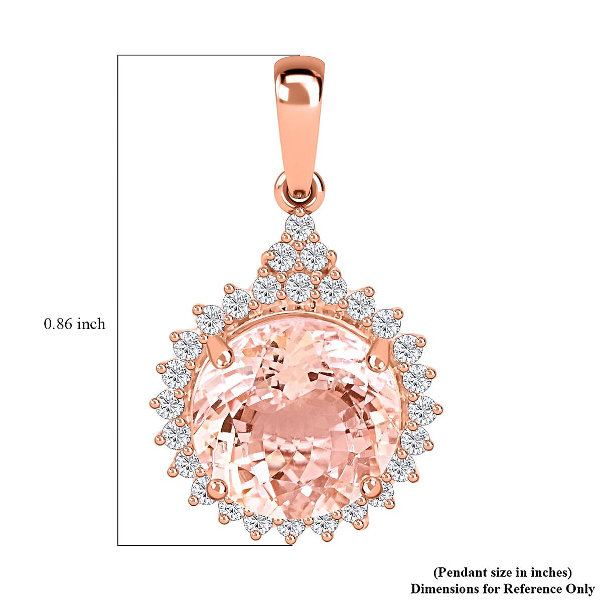 Certified & Appraised Luxoro 14K Rose Gold AAA Pink Morganite and G-H I2 Diamond Sunburst Pendant without Chain 2.75 ctw
