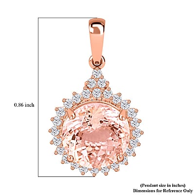 Certified & Appraised Luxoro 14K Rose Gold AAA Pink Morganite and G-H I2 Diamond Sunburst Pendant without Chain 2.75 ctw
