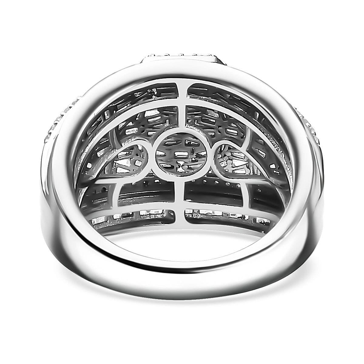14 Aug TLV Diamond Ring in Platinum Over Sterling Silver (Size 10.0) 1.50 ctw