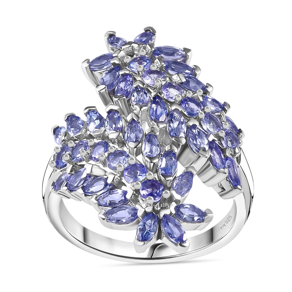 Tanzanite Bypass Leaf Ring in Platinum Over Sterling Silver (Size 9.0) 3.65 ctw image number 0