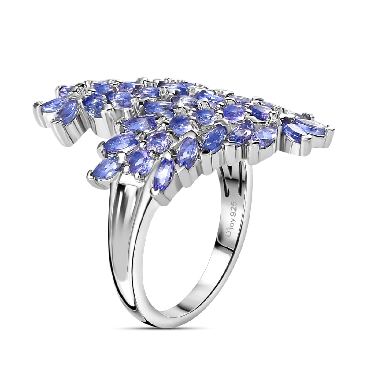 Doorbuster Tanzanite Bypass Leaf Ring in Platinum Over Sterling Silver (Size 10.0) (Del. in 10-12 Days) 3.65 ctw image number 3