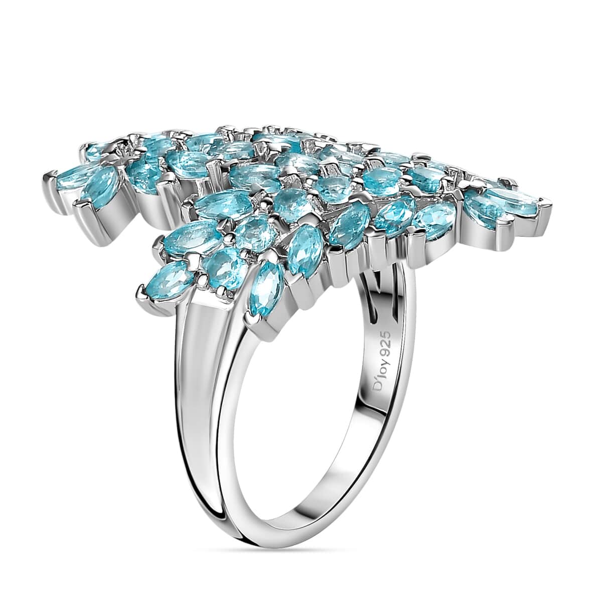 Betroka Blue Apatite Bypass Leaf Ring in Platinum Over Sterling Silver (Size 7.0) 3.70 ctw image number 3