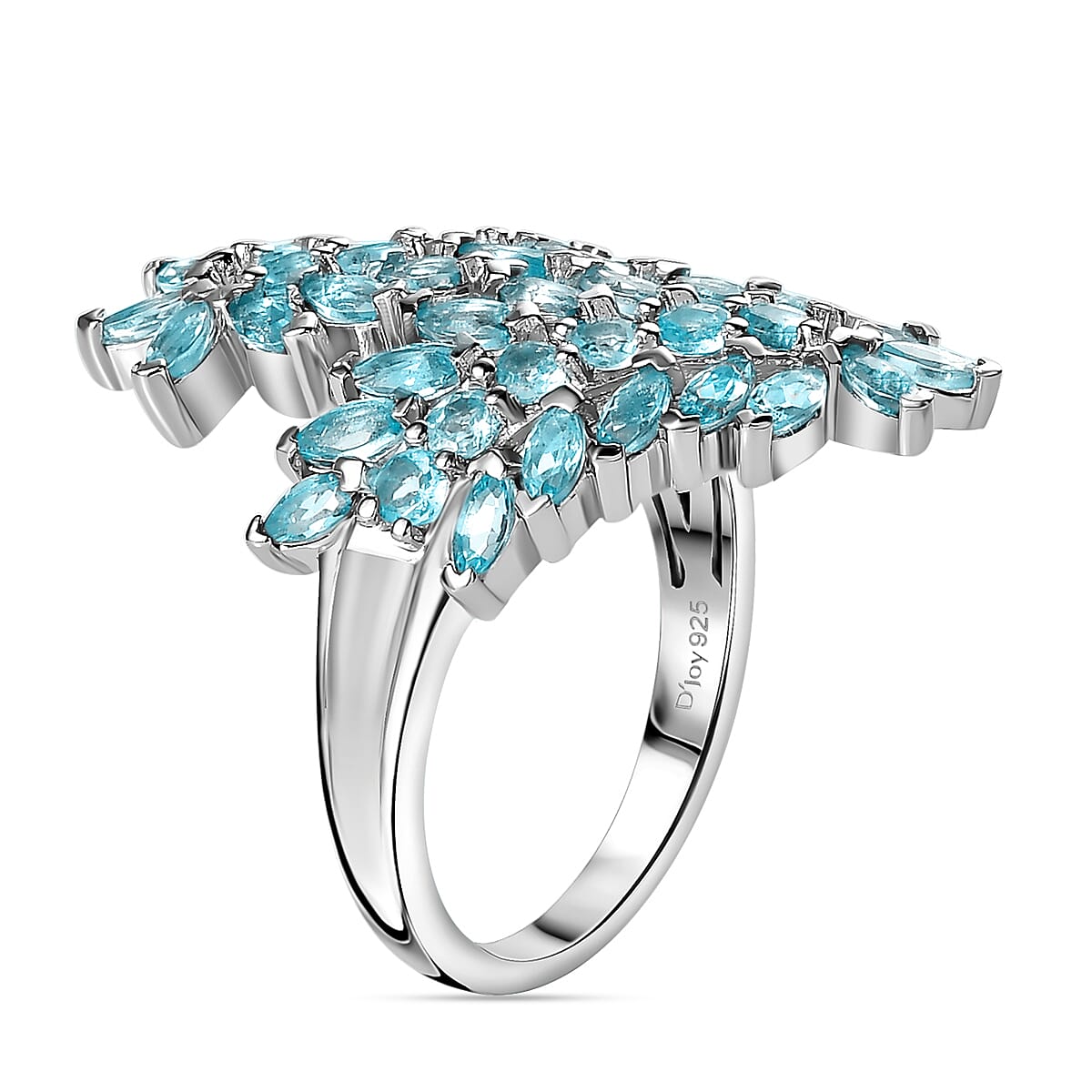 Betroka Blue Apatite Bypass Leaf Ring in Platinum Over Sterling Silver (Size 9.0) 3.70 ctw image number 3