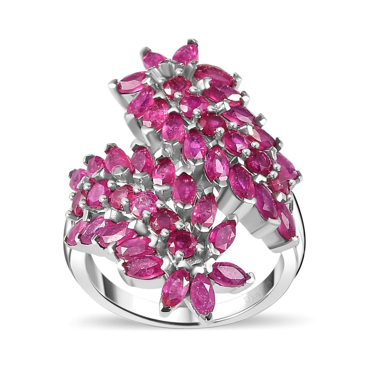 Niassa Ruby (FF) Bypass Leaf Ring in Platinum Over Sterling Silver (Size 9.0) 5.00 ctw image number 0