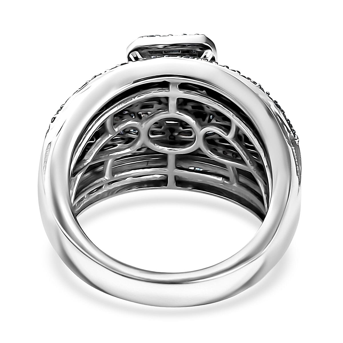 Blue Diamond 1.50 ctw Art Deco Ring in Platinum Over Sterling Silver (Size 6.0) image number 4