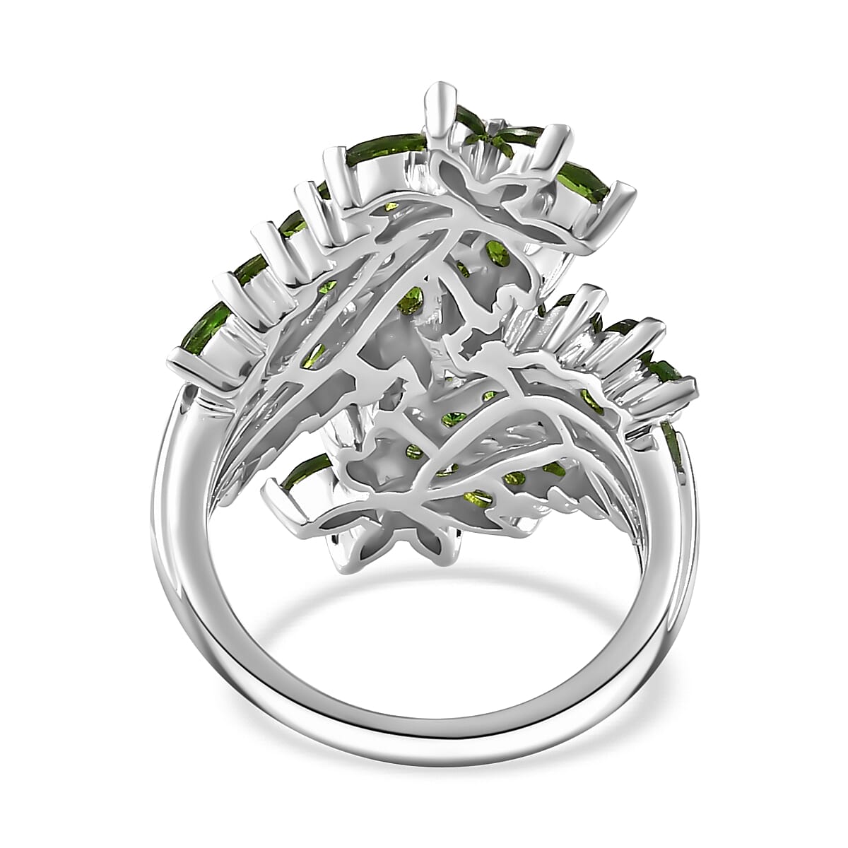 Chrome Diopside Bypass Leaf Ring in Platinum Over Sterling Silver (Size 10.0) 4.00 ctw image number 4