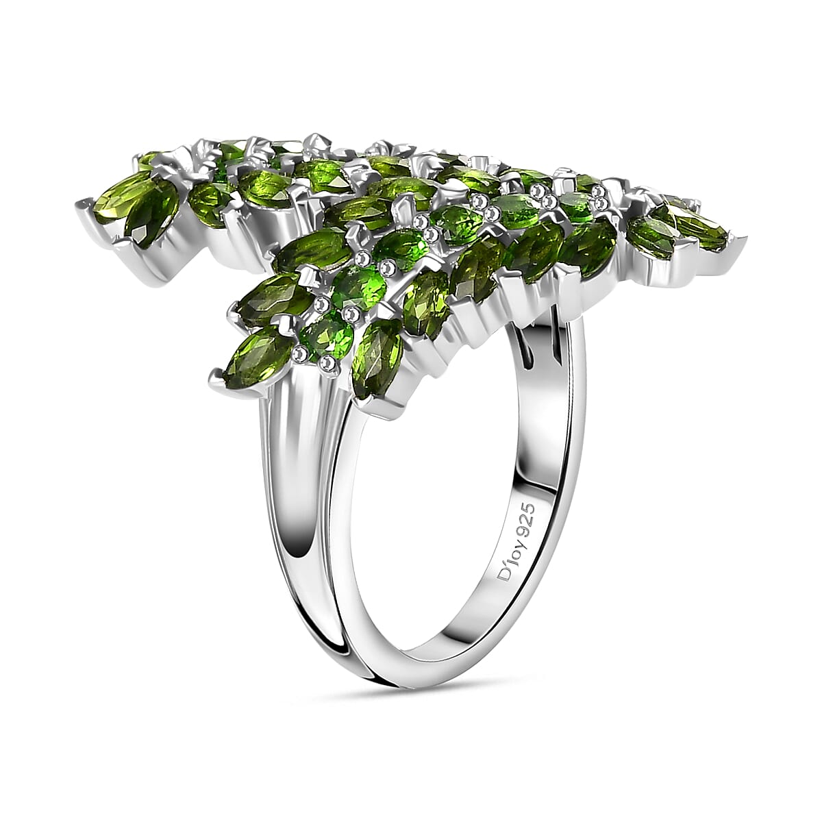Chrome Diopside Bypass Leaf Ring in Platinum Over Sterling Silver (Size 7.0) 4.00 ctw image number 3