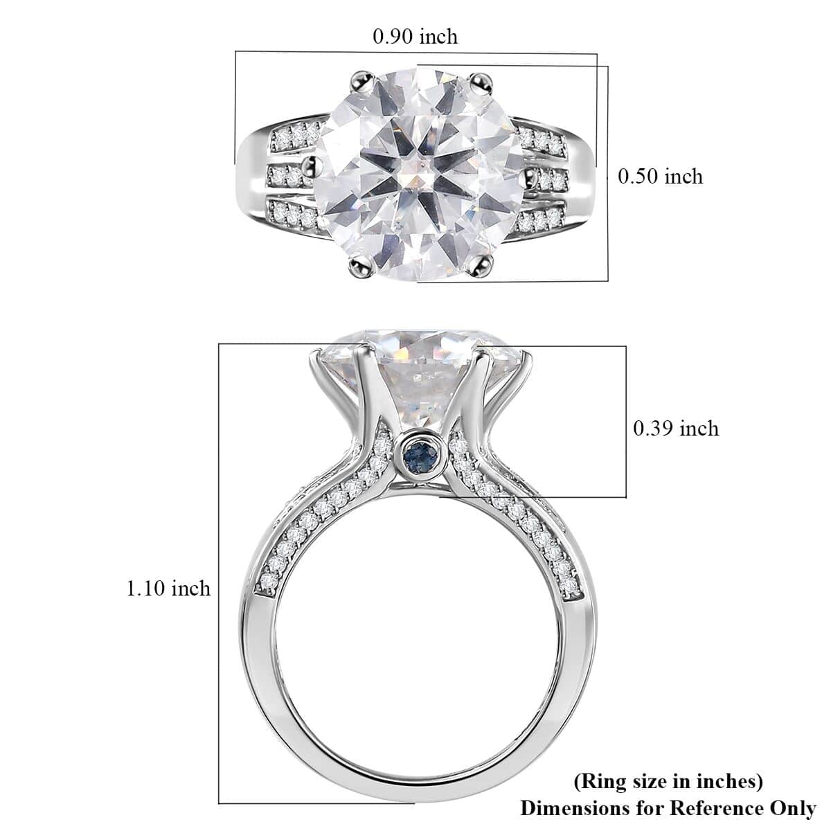 Moissanite and Ceylon Blue Sapphire Ring in Platinum Over Sterling Silver (Size 10.0) 6.50 ctw image number 5