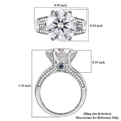 Moissanite and Ceylon Blue Sapphire Ring in Platinum Over Sterling Silver (Size 10.0) 6.50 ctw