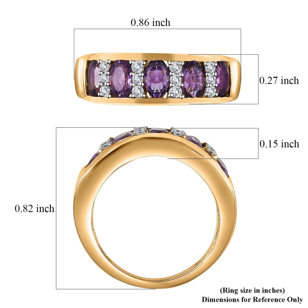 Uruguayan Amethyst and Moissanite Band Ring in Vermeil Yellow Gold Over Sterling Silver (Size 10.0) 1.30 ctw image number 5