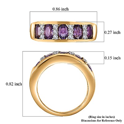 Uruguayan Amethyst and Moissanite Band Ring in Vermeil Yellow Gold Over Sterling Silver (Size 10.0) 1.30 ctw