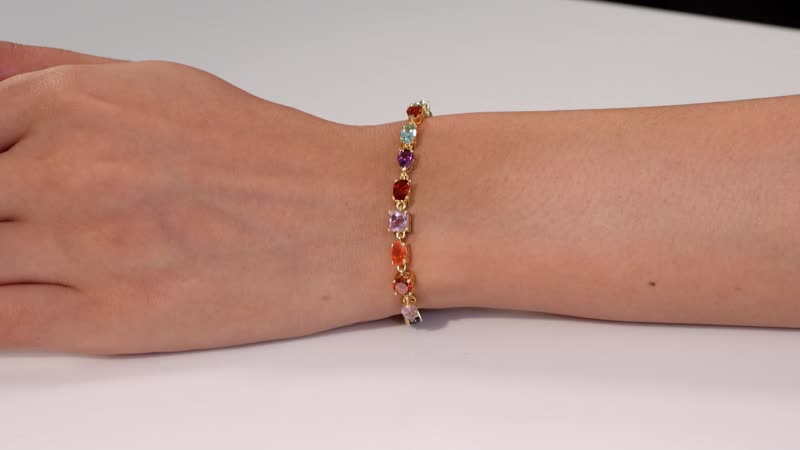 Multi Gemstone 8.20 ctw Bracelet in 14K Vermeil Yellow Gold Over Sterling Silver (6.50 In)