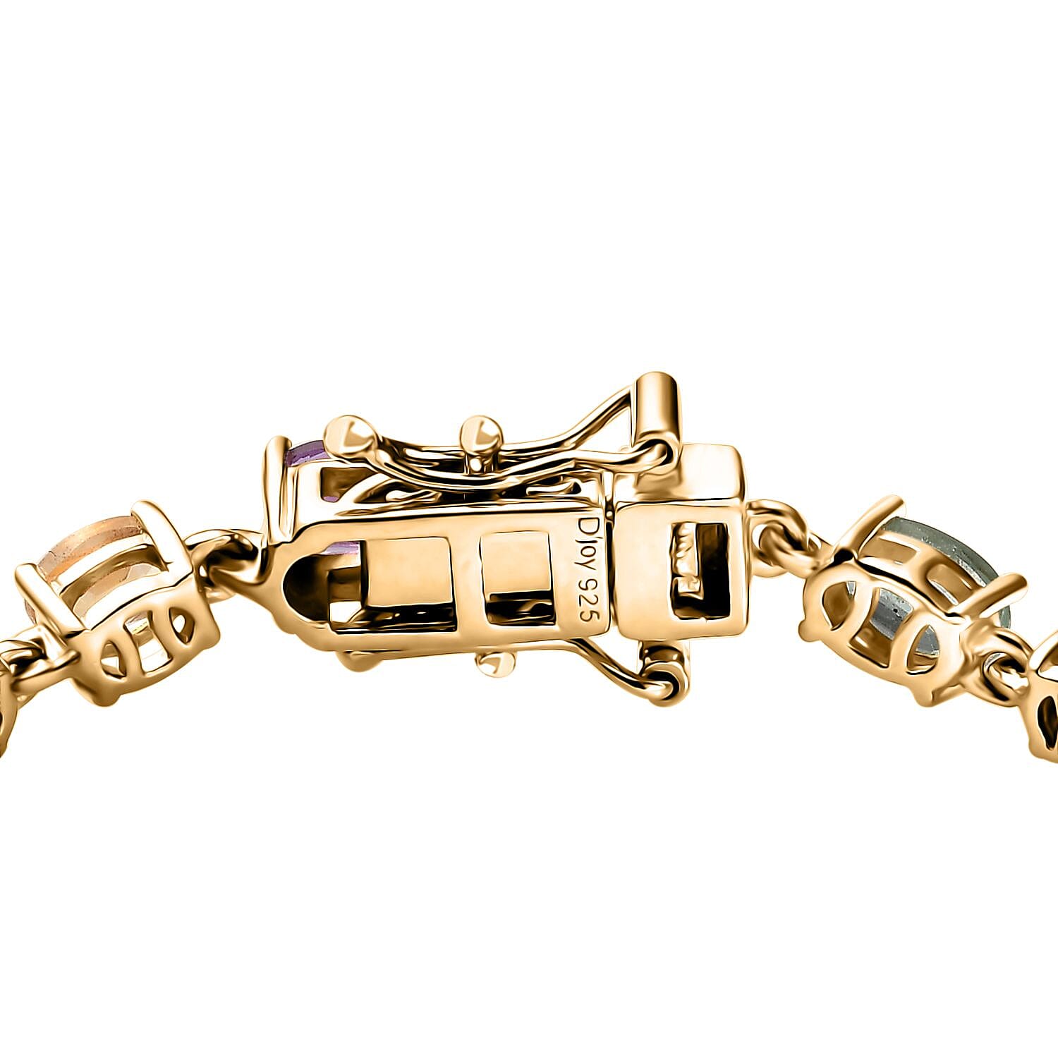 D'Joy Multi Gemstone 8.20 ctw Link Bracelet in 14K Vermeil Yellow Gold Over Sterling Silver (6.50 In)
