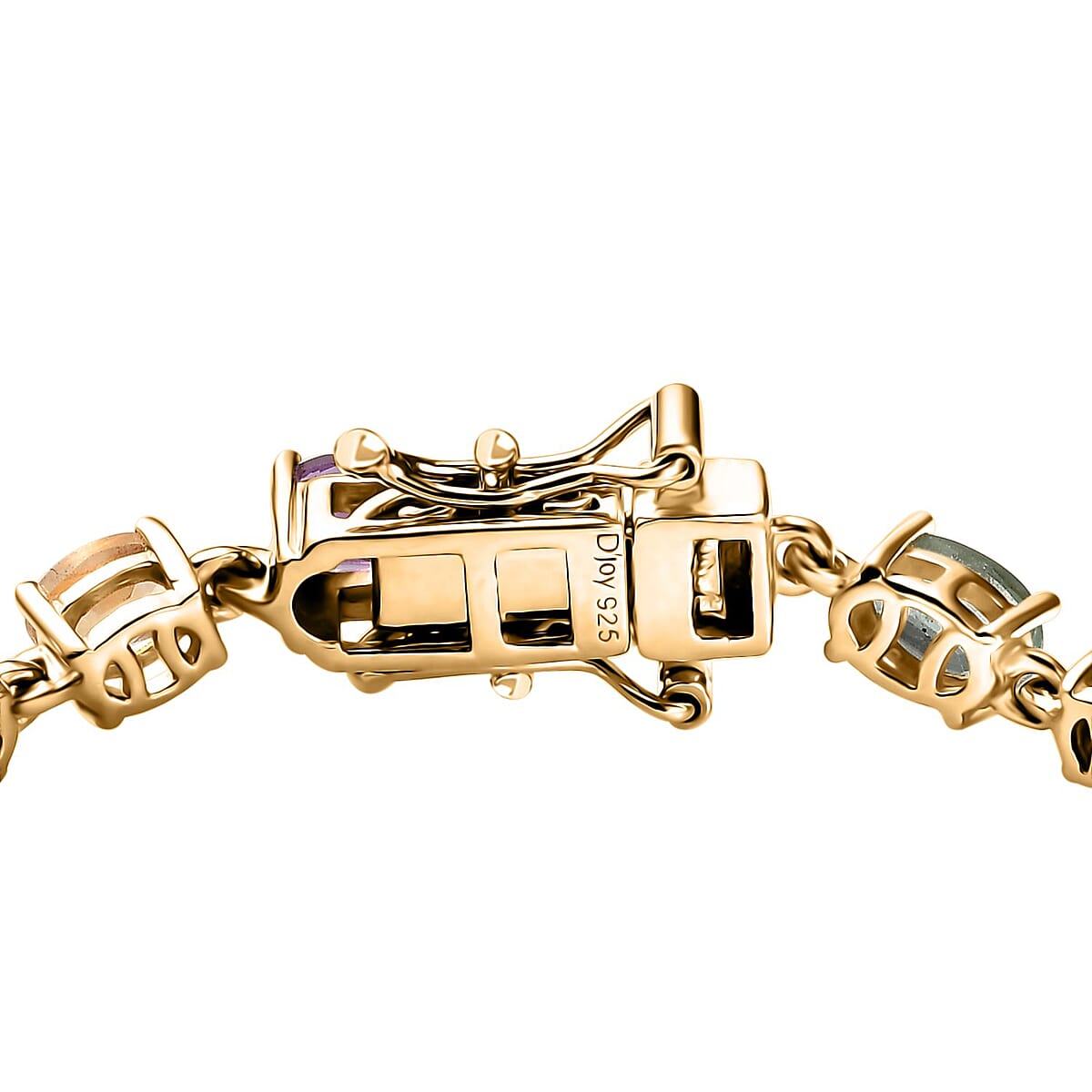 D'Joy Multi Gemstone 8.20 ctw Link Bracelet in 14K Vermeil Yellow Gold Over Sterling Silver (6.50 In) image number 3