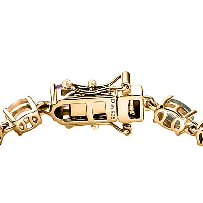 D'Joy Multi Gemstone 8.20 ctw Link Bracelet in 14K Vermeil Yellow Gold Over Sterling Silver (6.50 In)